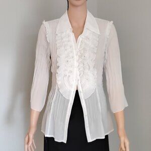 Mid sleeve top White lace